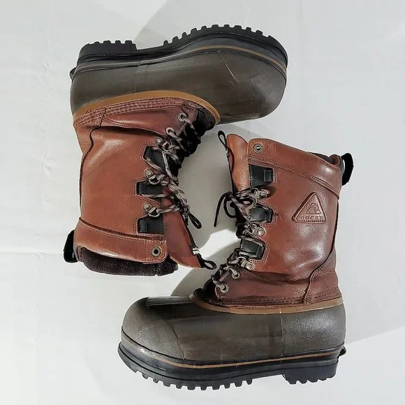 ROCKY Men's US 9 Polartec Insulated Duck Boots Leather & Rubber Muck Work Boots - Picture 7 of 11